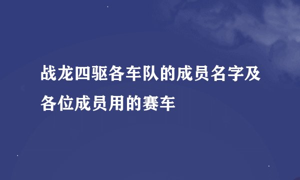 战龙四驱各车队的成员名字及各位成员用的赛车