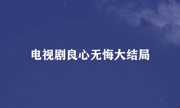 电视剧良心无悔大结局