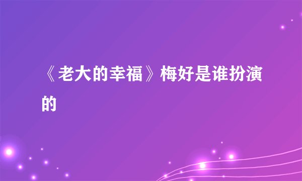 《老大的幸福》梅好是谁扮演的