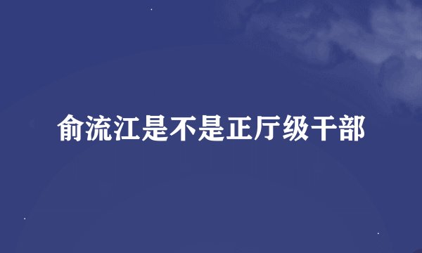 俞流江是不是正厅级干部