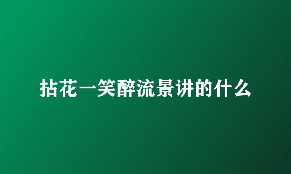 拈花一笑醉流景讲的什么