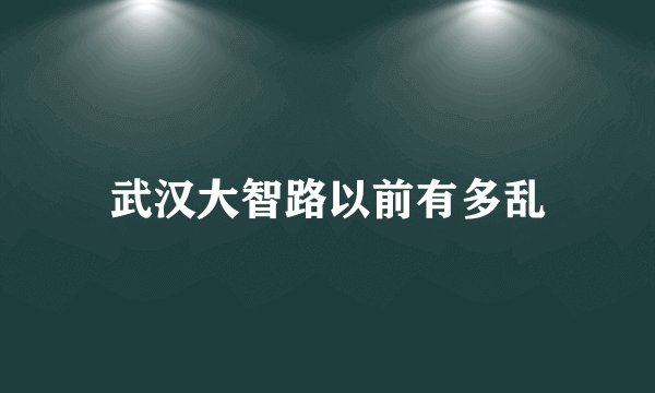武汉大智路以前有多乱