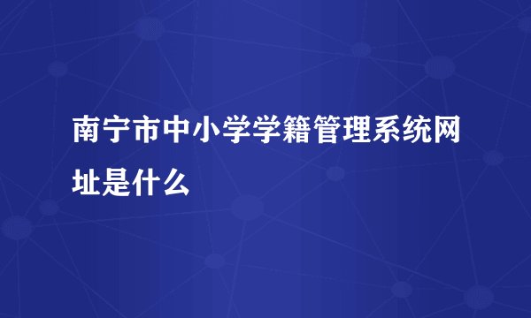 南宁市中小学学籍管理系统网址是什么