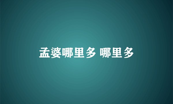 孟婆哪里多 哪里多