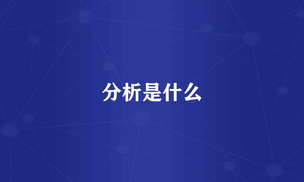 分析是什么