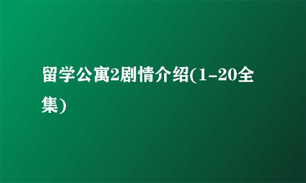 留学公寓2剧情介绍(1-20全集)