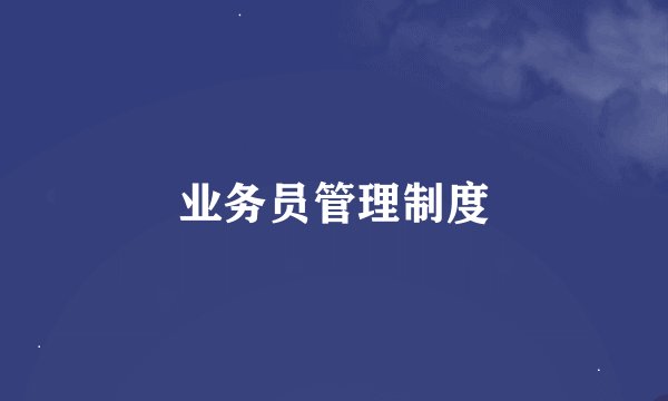业务员管理制度