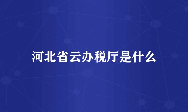河北省云办税厅是什么