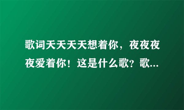 歌词天天天天想着你，夜夜夜夜爱着你！这是什么歌？歌曲的名称是什么？