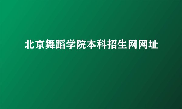 北京舞蹈学院本科招生网网址