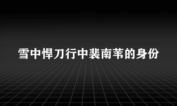 雪中悍刀行中裴南苇的身份
