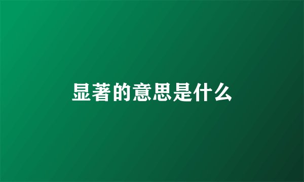 显著的意思是什么