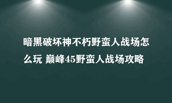 暗黑破坏神不朽野蛮人战场怎么玩 巅峰45野蛮人战场攻略