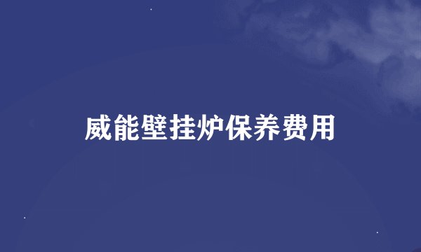 威能壁挂炉保养费用