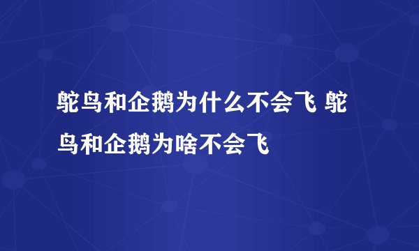 鸵鸟和企鹅为什么不会飞 鸵鸟和企鹅为啥不会飞