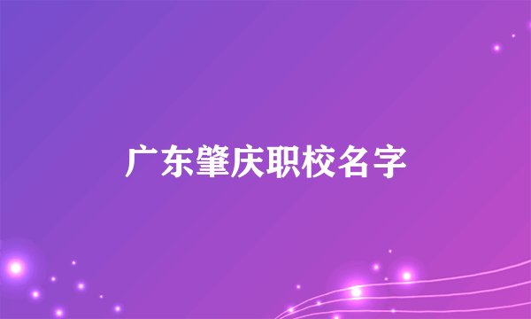 广东肇庆职校名字