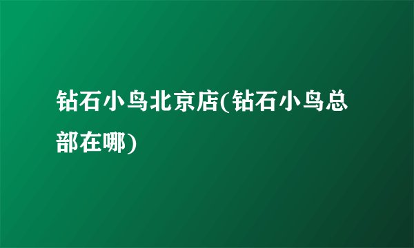 钻石小鸟北京店(钻石小鸟总部在哪)