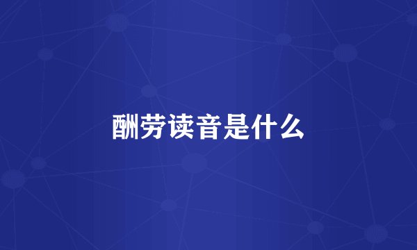酬劳读音是什么