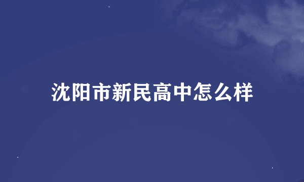 沈阳市新民高中怎么样