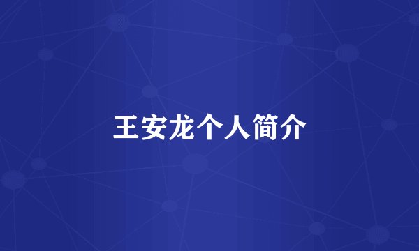 王安龙个人简介