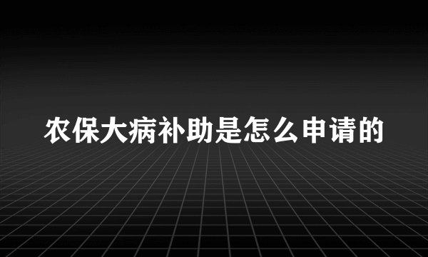 农保大病补助是怎么申请的