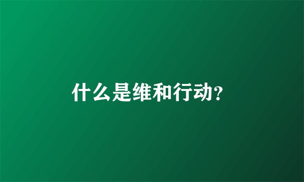 什么是维和行动？