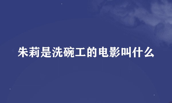 朱莉是洗碗工的电影叫什么