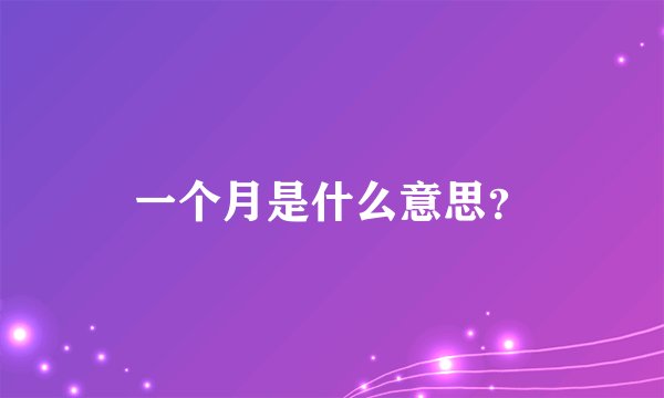 一个月是什么意思？