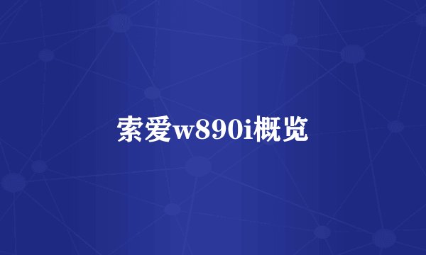 索爱w890i概览