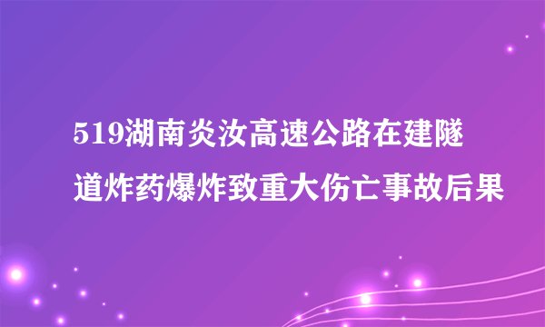519湖南炎汝高速公路在建隧道炸药爆炸致重大伤亡事故后果