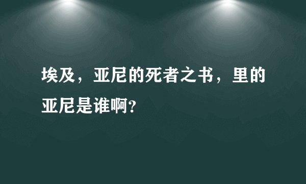 埃及，亚尼的死者之书，里的亚尼是谁啊？