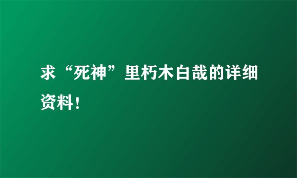 求“死神”里朽木白哉的详细资料！