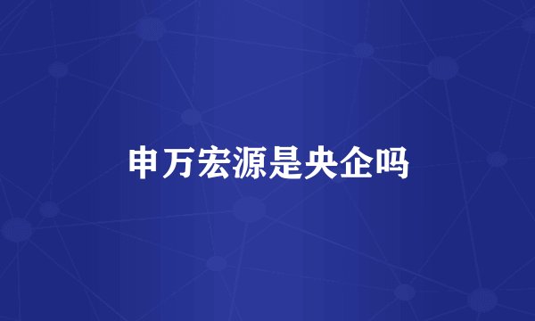 申万宏源是央企吗