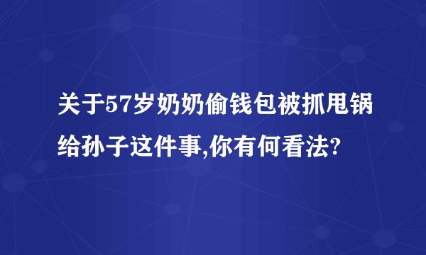 关于57岁奶奶偷钱包被抓甩锅给孙子这件事,你有何看法?