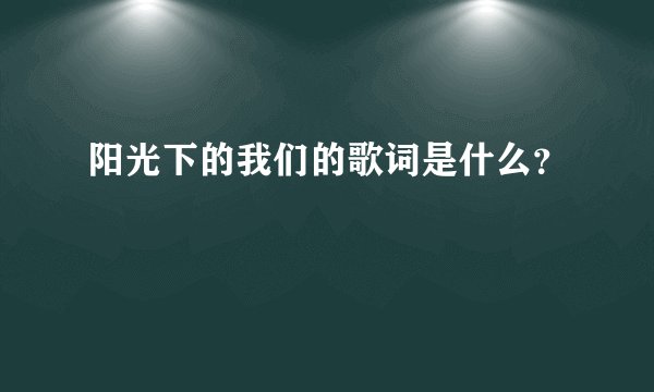 阳光下的我们的歌词是什么？