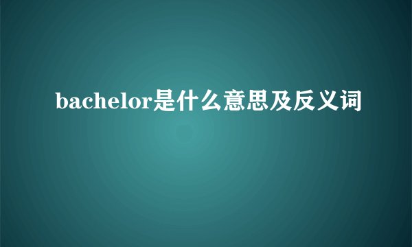 bachelor是什么意思及反义词