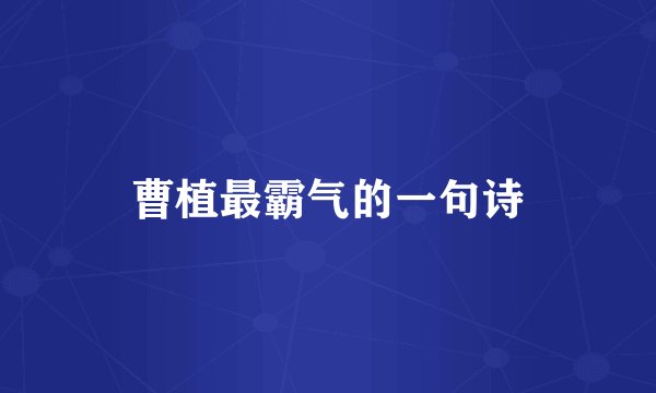 曹植最霸气的一句诗