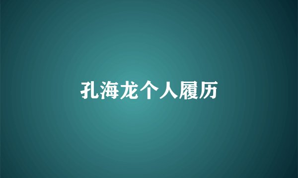 孔海龙个人履历