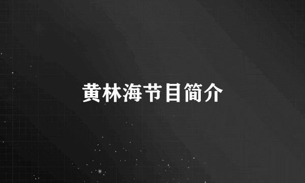 黄林海节目简介
