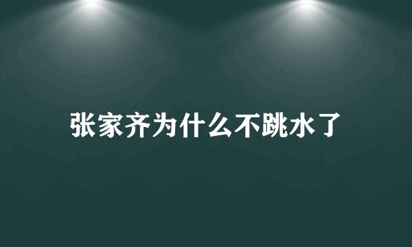 张家齐为什么不跳水了
