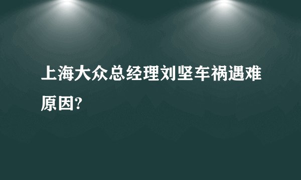 上海大众总经理刘坚车祸遇难原因?