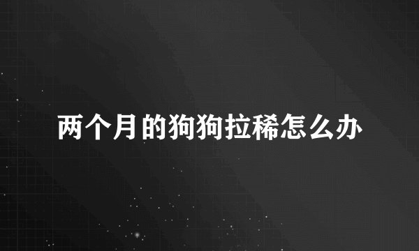 两个月的狗狗拉稀怎么办