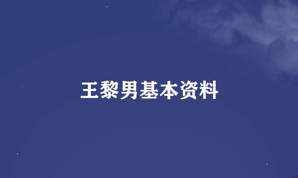 王黎男基本资料