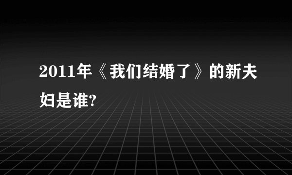 2011年《我们结婚了》的新夫妇是谁?