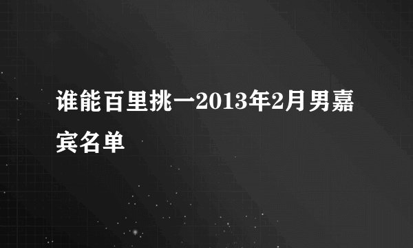 谁能百里挑一2013年2月男嘉宾名单
