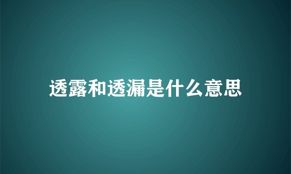 透露和透漏是什么意思