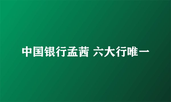 中国银行孟茜 六大行唯一