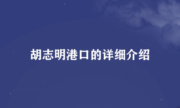胡志明港口的详细介绍