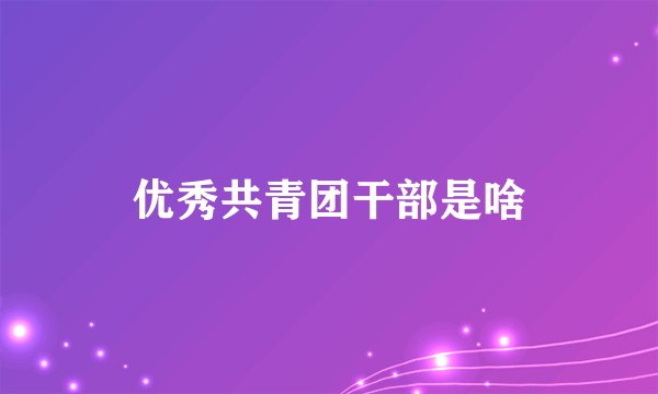 优秀共青团干部是啥