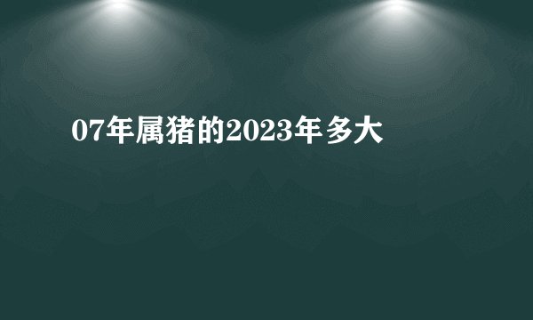 07年属猪的2023年多大